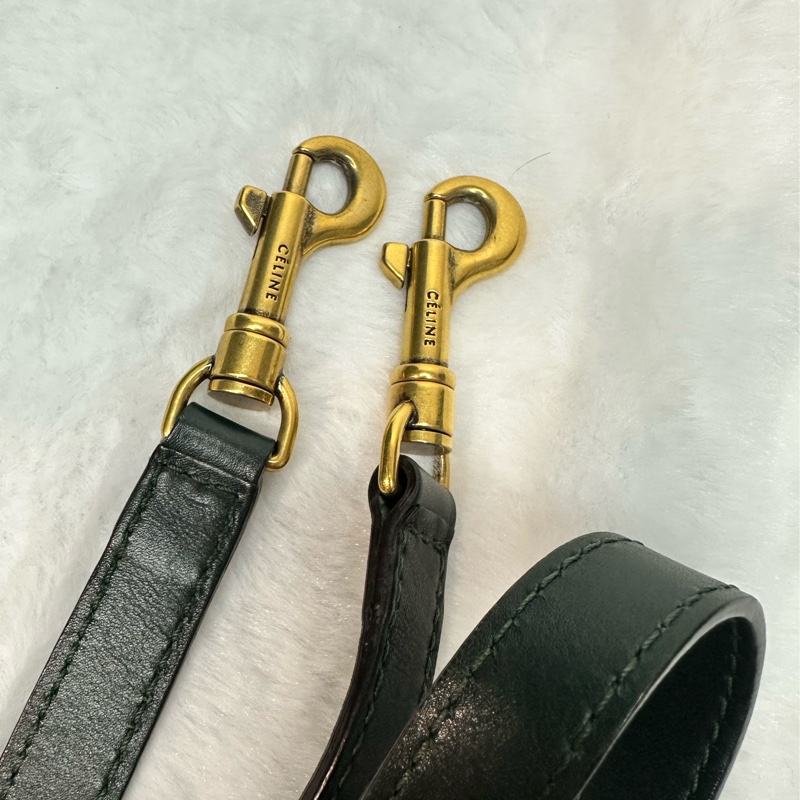 Celine Luggage Nano 深墨綠色光面牛皮兩用包 附肩帶-12