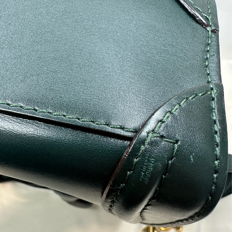 Celine Luggage Nano 深墨綠色光面牛皮兩用包 附肩帶-15