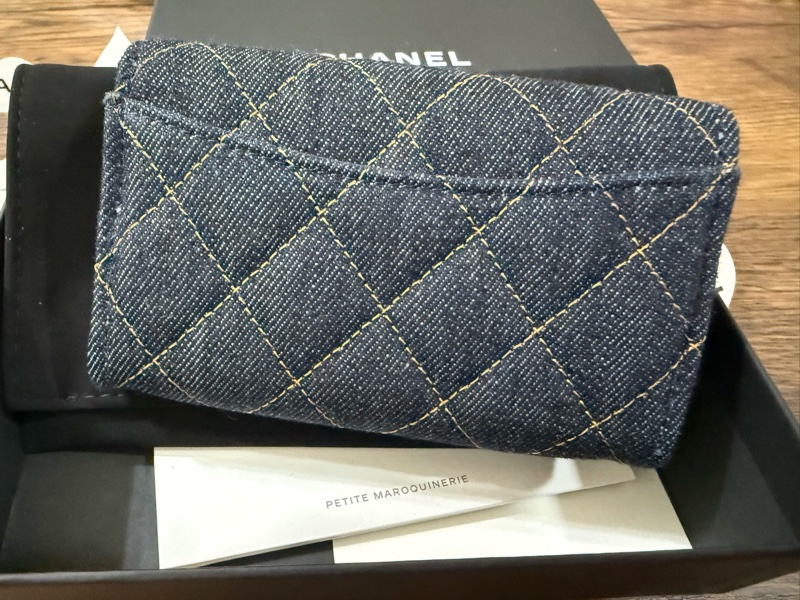 💖Chanel 牛仔 翻蓋 卡夾 零錢包💖 全新全配-1