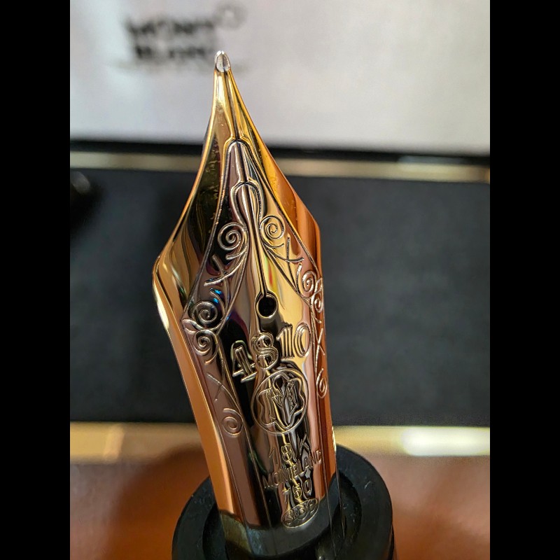 真品 萬寶龍 MONTBLANC MEISTERSTUCK No149 4810 鋼筆 18K 筆尖 黑金 M尖 罕見90年代全套原始包裝-0
