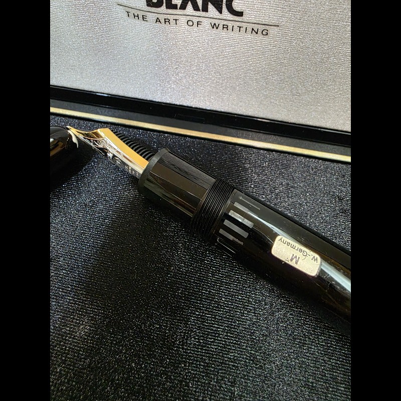 真品 萬寶龍 MONTBLANC MEISTERSTUCK No149 4810 鋼筆 18K 筆尖 黑金 M尖 罕見90年代全套原始包裝-2