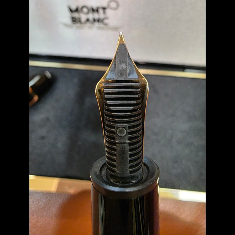 真品 萬寶龍 MONTBLANC MEISTERSTUCK No149 4810 鋼筆 18K 筆尖 黑金 M尖 罕見90年代全套原始包裝-4