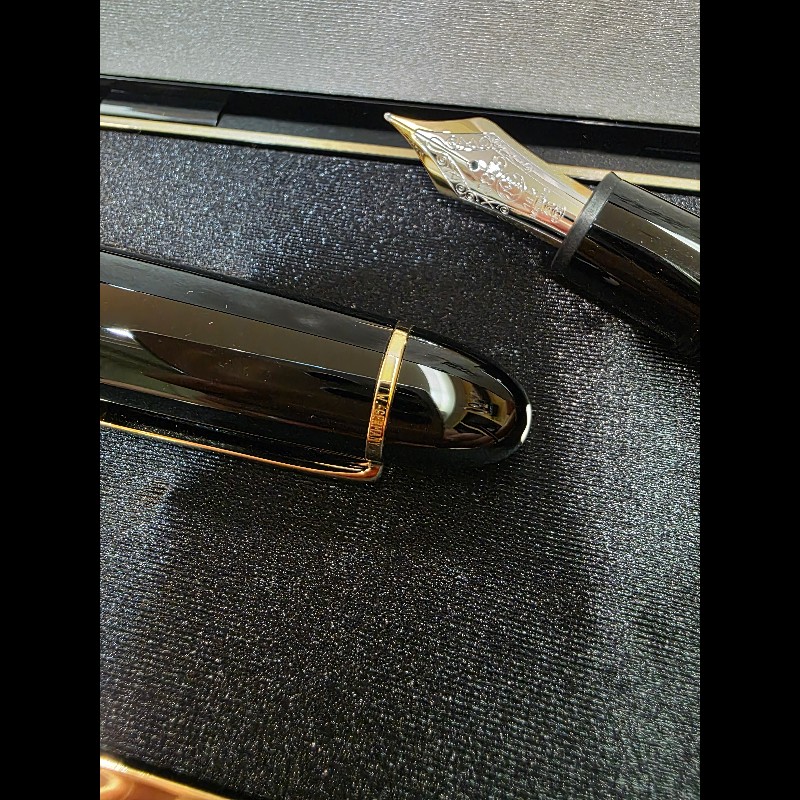 真品 萬寶龍 MONTBLANC MEISTERSTUCK No149 4810 鋼筆 18K 筆尖 黑金 M尖 罕見90年代全套原始包裝-5