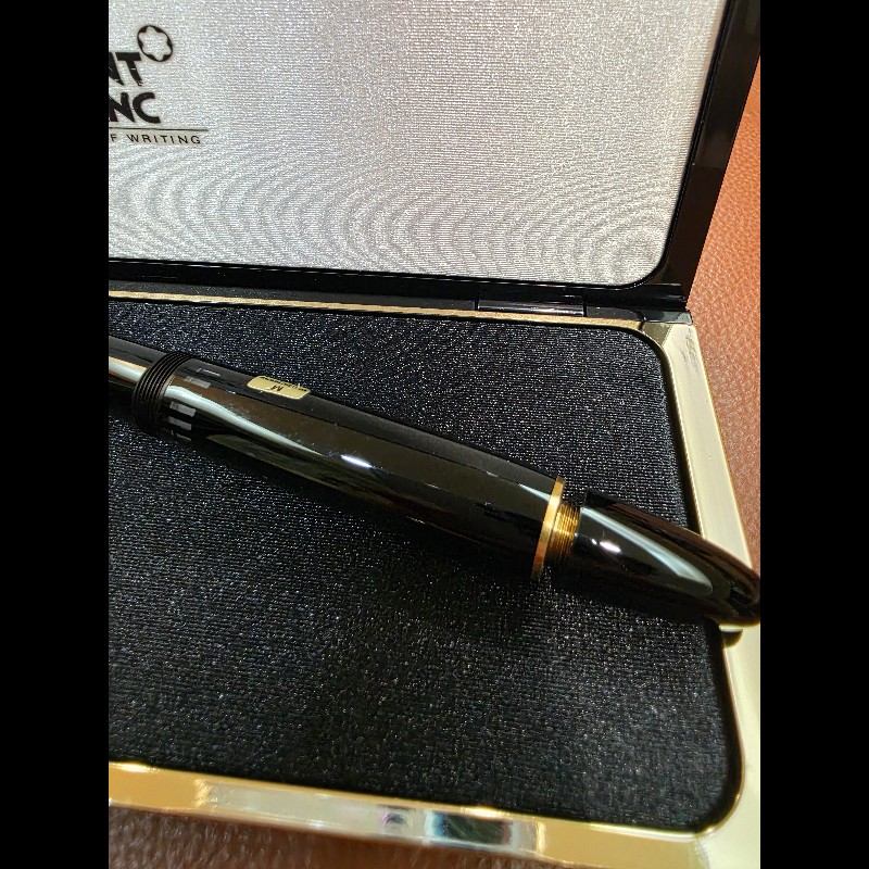 真品 萬寶龍 MONTBLANC MEISTERSTUCK No149 4810 鋼筆 18K 筆尖 黑金 M尖 罕見90年代全套原始包裝-6