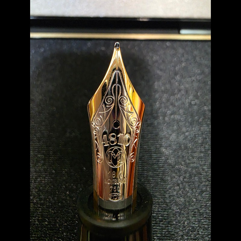 真品 萬寶龍 MONTBLANC MEISTERSTUCK No149 4810 鋼筆 18K 筆尖 黑金 M尖 罕見90年代全套原始包裝-7