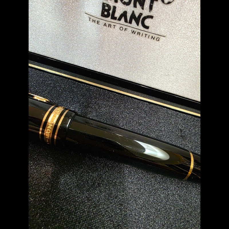 真品 萬寶龍 MONTBLANC MEISTERSTUCK No149 4810 鋼筆 18K 筆尖 黑金 M尖 罕見90年代全套原始包裝-11