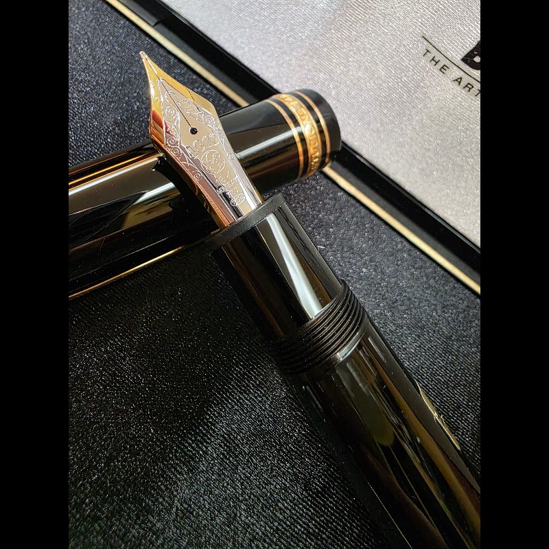 真品 萬寶龍 MONTBLANC MEISTERSTUCK No149 4810 鋼筆 18K 筆尖 黑金 M尖 罕見90年代全套原始包裝-12