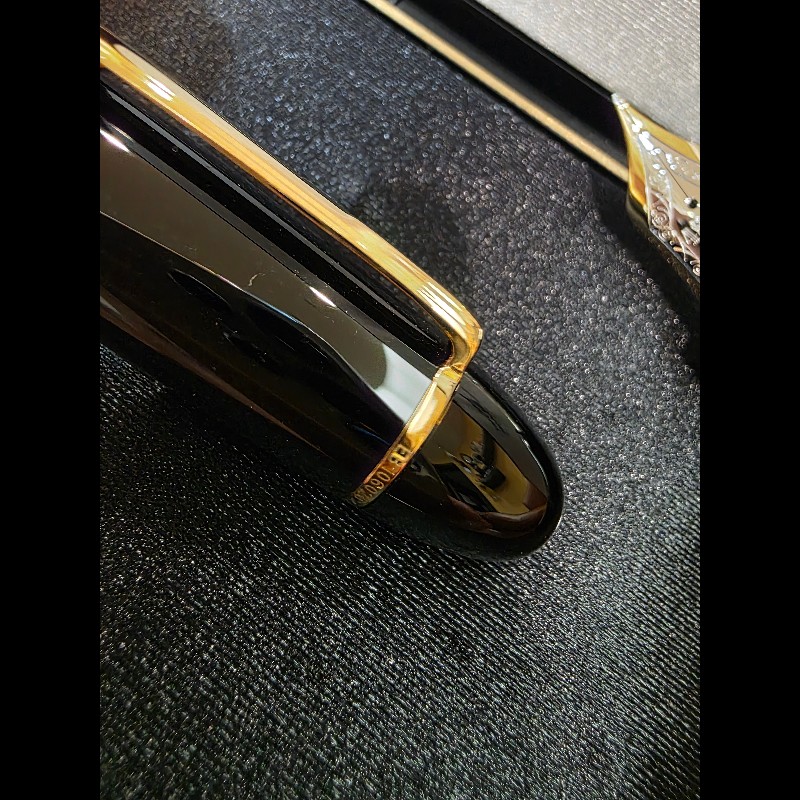 真品 萬寶龍 MONTBLANC MEISTERSTUCK No149 4810 鋼筆 18K 筆尖 黑金 M尖 罕見90年代全套原始包裝-14