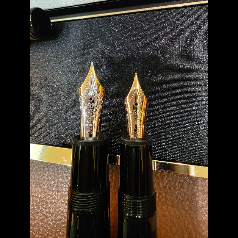真品 萬寶龍 MONTBLANC MEISTERSTUCK No149 4810 鋼筆 18K 筆尖 黑金 M尖 罕見90年代全套原始包裝-22