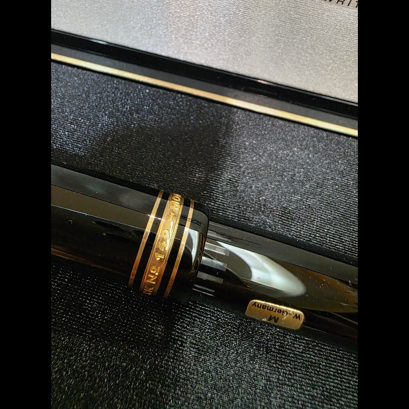 真品 萬寶龍 MONTBLANC MEISTERSTUCK No149 4810 鋼筆 18K 筆尖 黑金 M尖 罕見90年代全套原始包裝-25