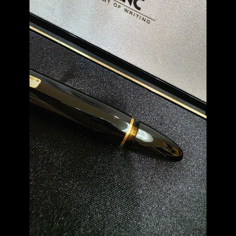 真品 萬寶龍 MONTBLANC MEISTERSTUCK No149 4810 鋼筆 18K 筆尖 黑金 M尖 罕見90年代全套原始包裝-13