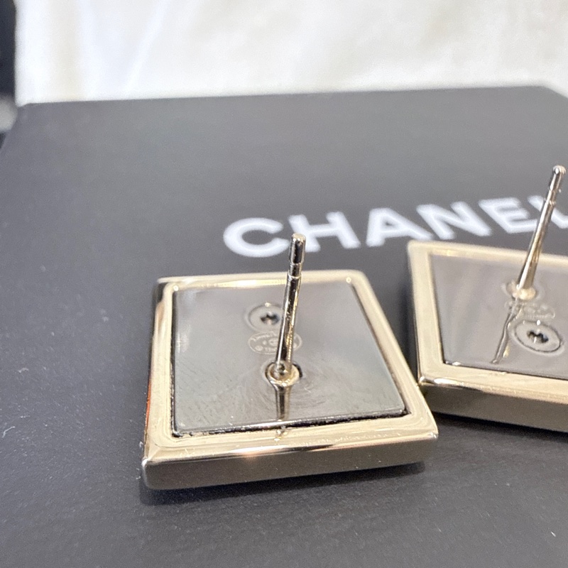 CHANEL✨方框CCLOGO針式耳環耳釘-7