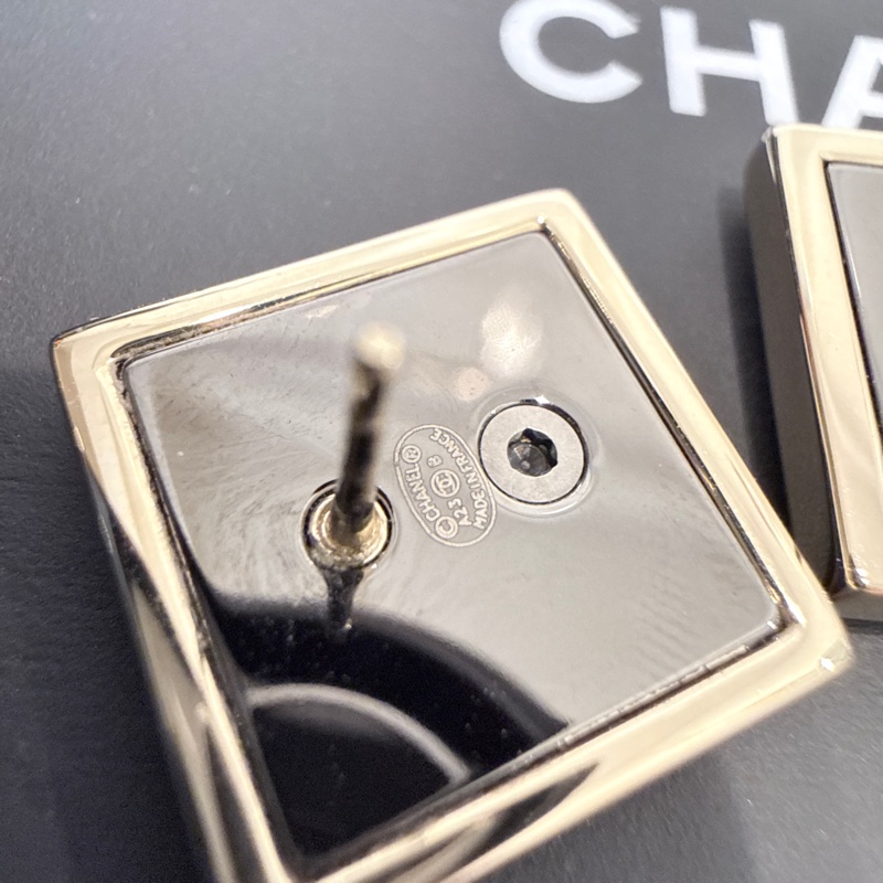 CHANEL✨方框CCLOGO針式耳環耳釘-8