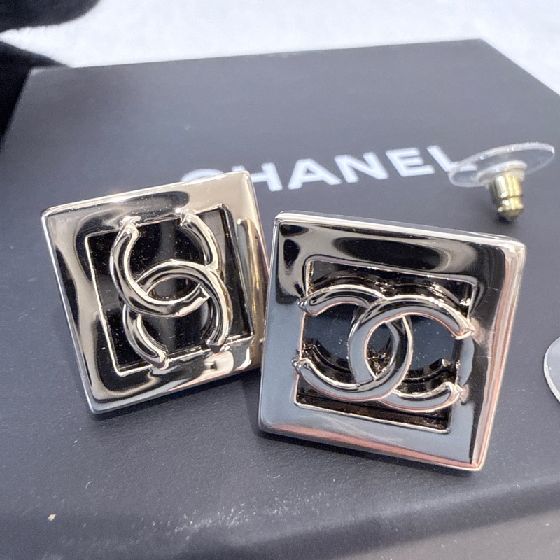 CHANEL✨方框CCLOGO針式耳環耳釘-18