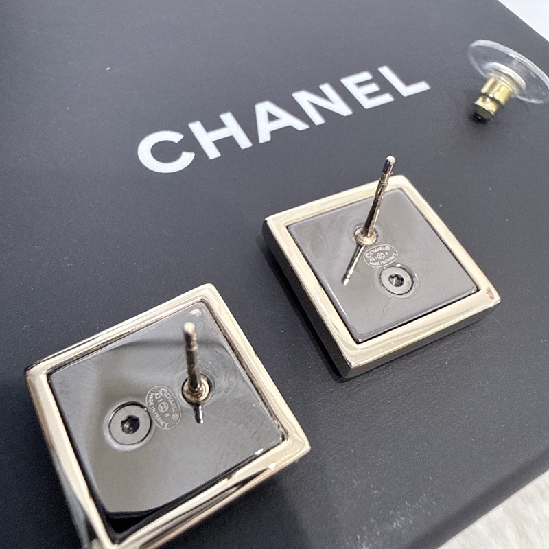 CHANEL✨方框CCLOGO針式耳環耳釘-19
