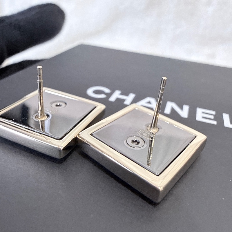 CHANEL✨方框CCLOGO針式耳環耳釘-21