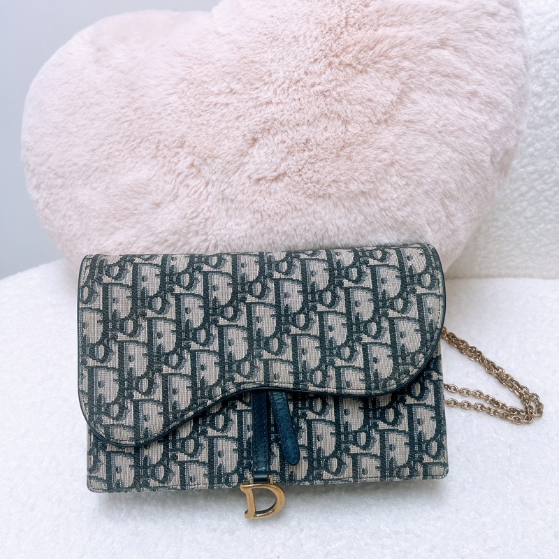 Dior saddle woc 藍色老花馬鞍包-0