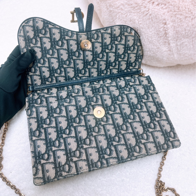 Dior saddle woc 藍色老花馬鞍包-9