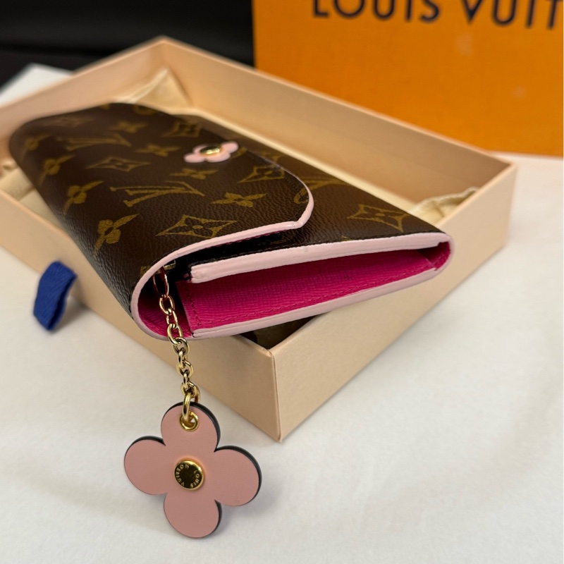 Louis Vuitton 路易威登老花粉色小花錢包 尺寸：19*9  18年編碼-2