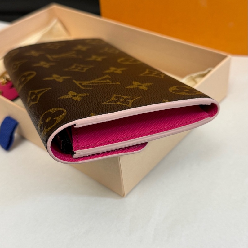 Louis Vuitton 路易威登老花粉色小花錢包 尺寸：19*9  18年編碼-3