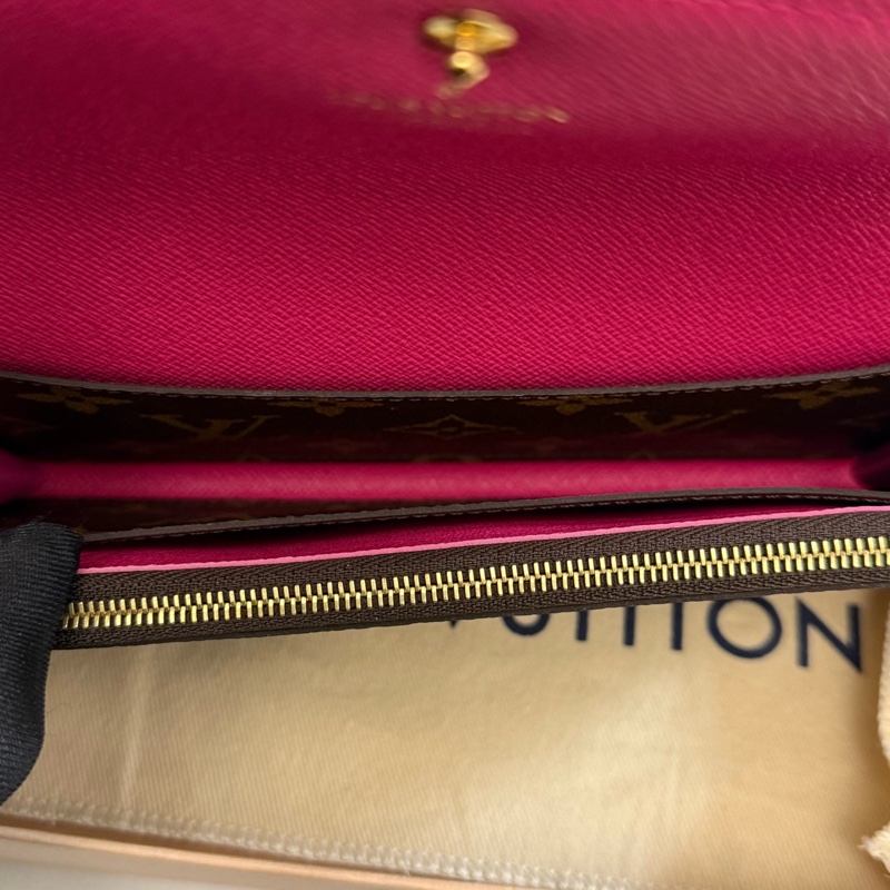 Louis Vuitton 路易威登老花粉色小花錢包 尺寸：19*9  18年編碼-6