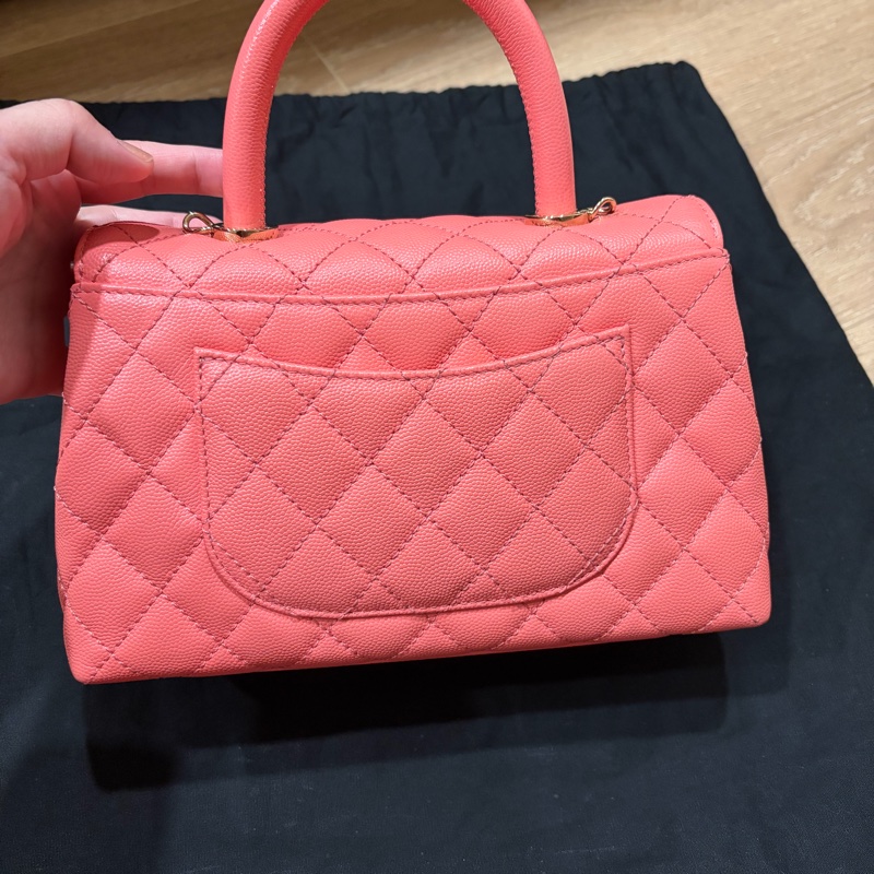 CHANEL coco handle 淡金粉色手提包-1