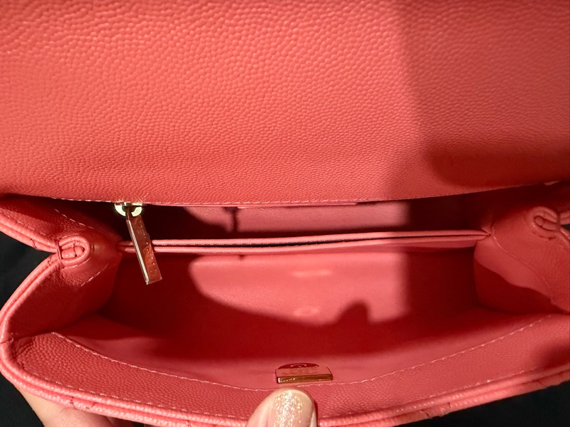 CHANEL coco handle 淡金粉色手提包-5
