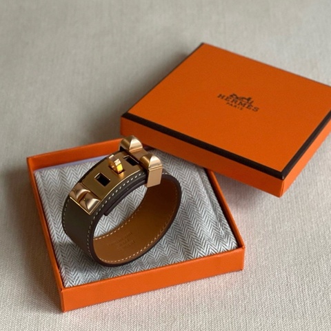 全新 現貨 🧡 Hermes Collier de Chien 24 CDC bracelet 皮 手帶 手鐲 手環🍊Etoupe 大象灰