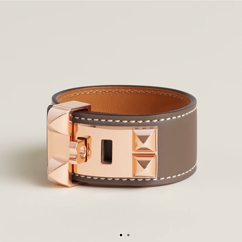 全新 現貨 🧡 Hermes Collier de Chien 24 CDC bracelet 皮 手帶 手鐲 手環🍊Etoupe 大象灰-1