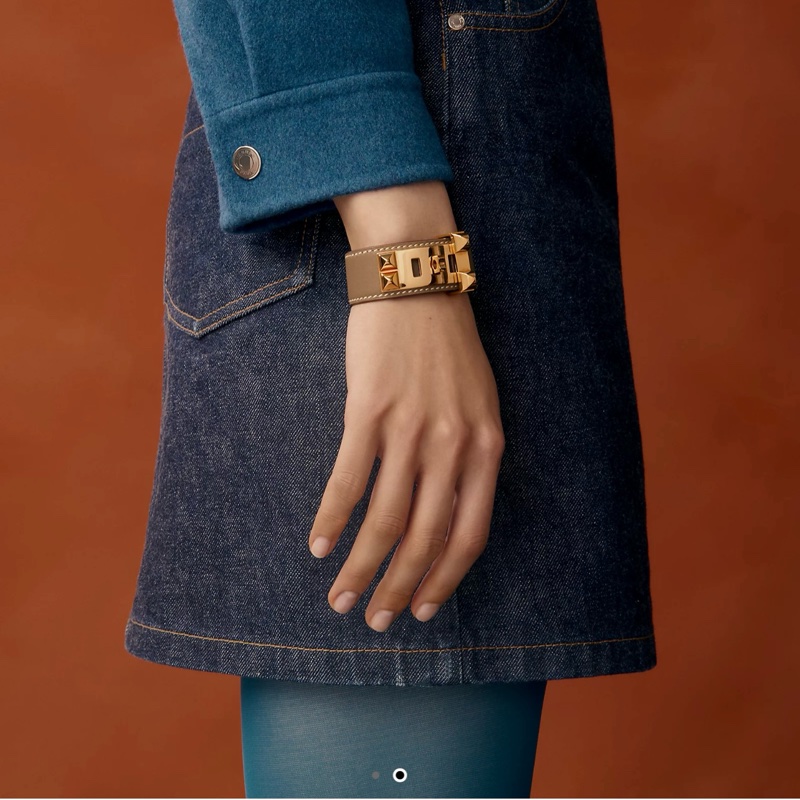 全新 現貨 🧡 Hermes Collier de Chien 24 CDC bracelet 皮 手帶 手鐲 手環🍊Etoupe 大象灰-2