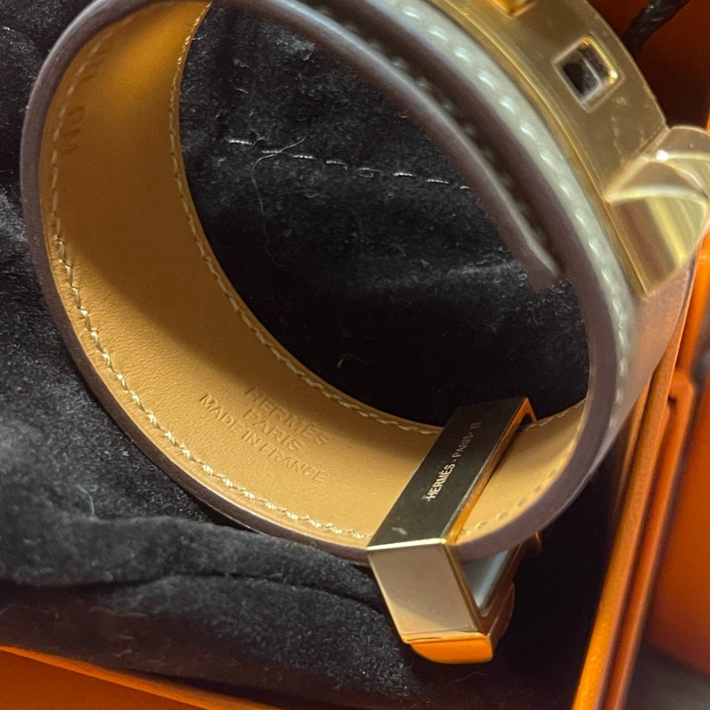 全新 現貨 🧡 Hermes Collier de Chien 24 CDC bracelet 皮 手帶 手鐲 手環🍊Etoupe 大象灰-5