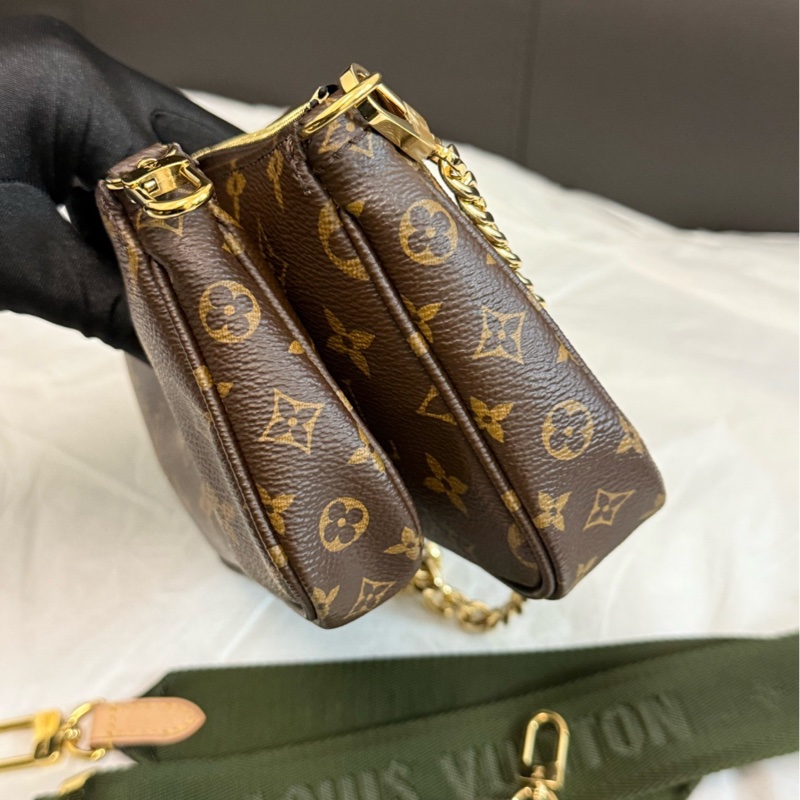 LV路易威登老花五合一綠色肩帶單肩斜挎包腋下包鏈條後配專櫃正品鏈條-4