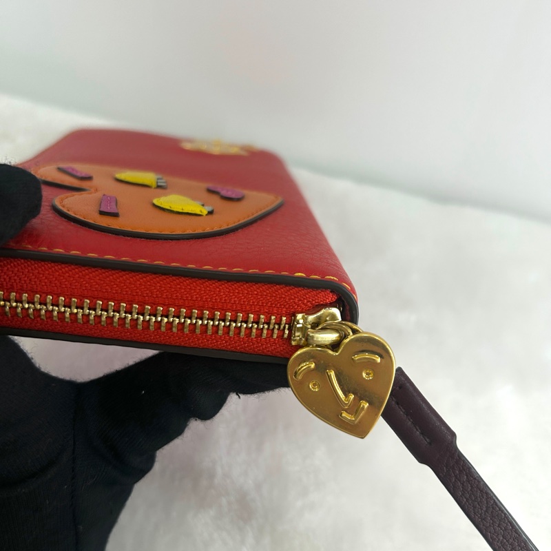 Tory bruch 雙拼拼布愛心拉鍊長夾-8