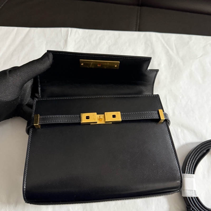 YSL聖羅蘭黑金牛皮曼哈頓小號光面牛皮單肩斜挎包-4