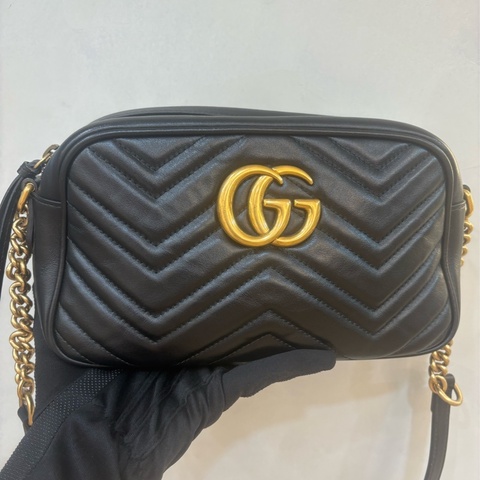 Gucci 黑金馬夢系列相機包 大款 長夾可放