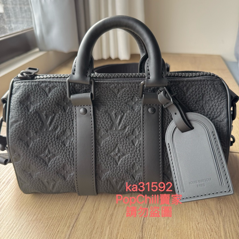 LV LOUIS VUITTON Keepall 25 (M20900) Monogram 皮革 壓紋 壓花 牛皮 黑色 黑壓紋 黑壓花-2