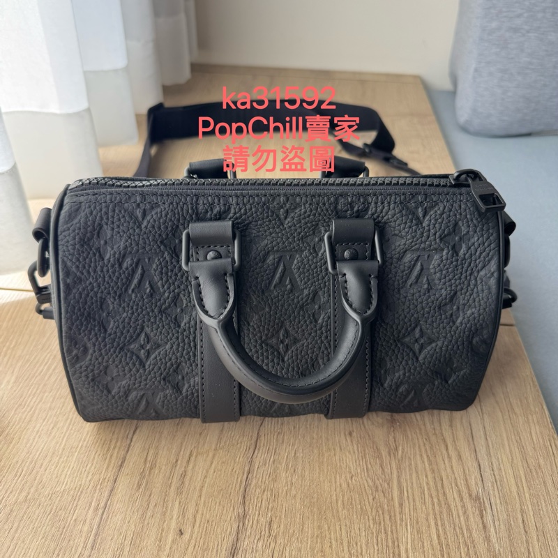 LV LOUIS VUITTON Keepall 25 (M20900) Monogram 皮革 壓紋 壓花 牛皮 黑色 黑壓紋 黑壓花-3