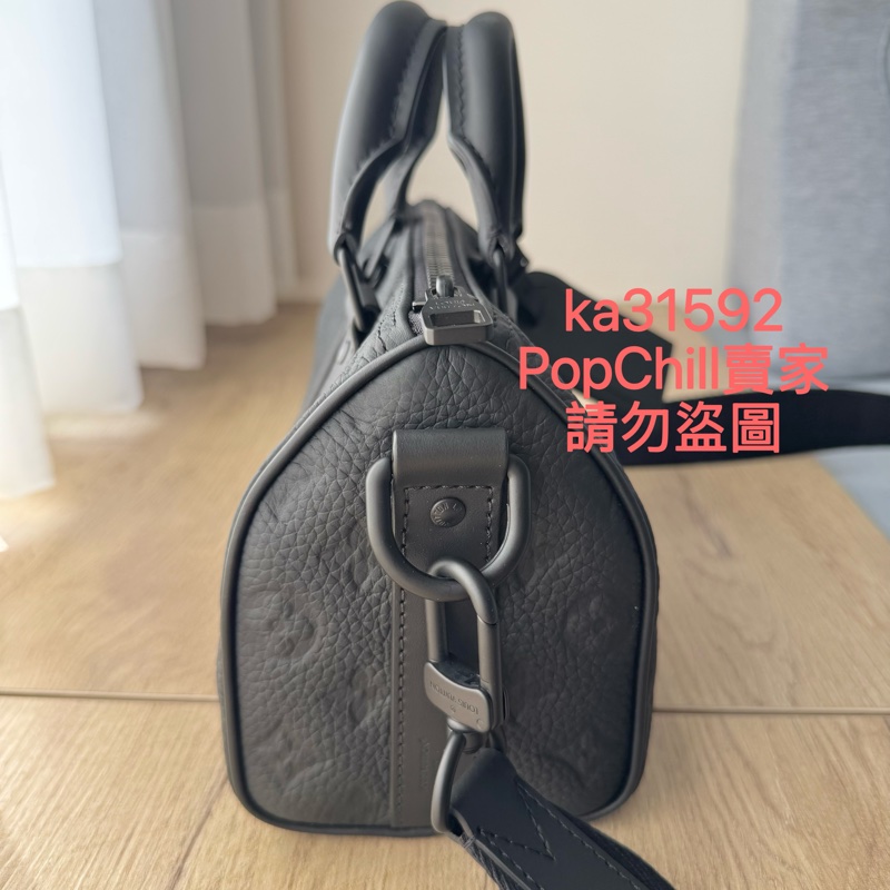 LV LOUIS VUITTON Keepall 25 (M20900) Monogram 皮革 壓紋 壓花 牛皮 黑色 黑壓紋 黑壓花-7