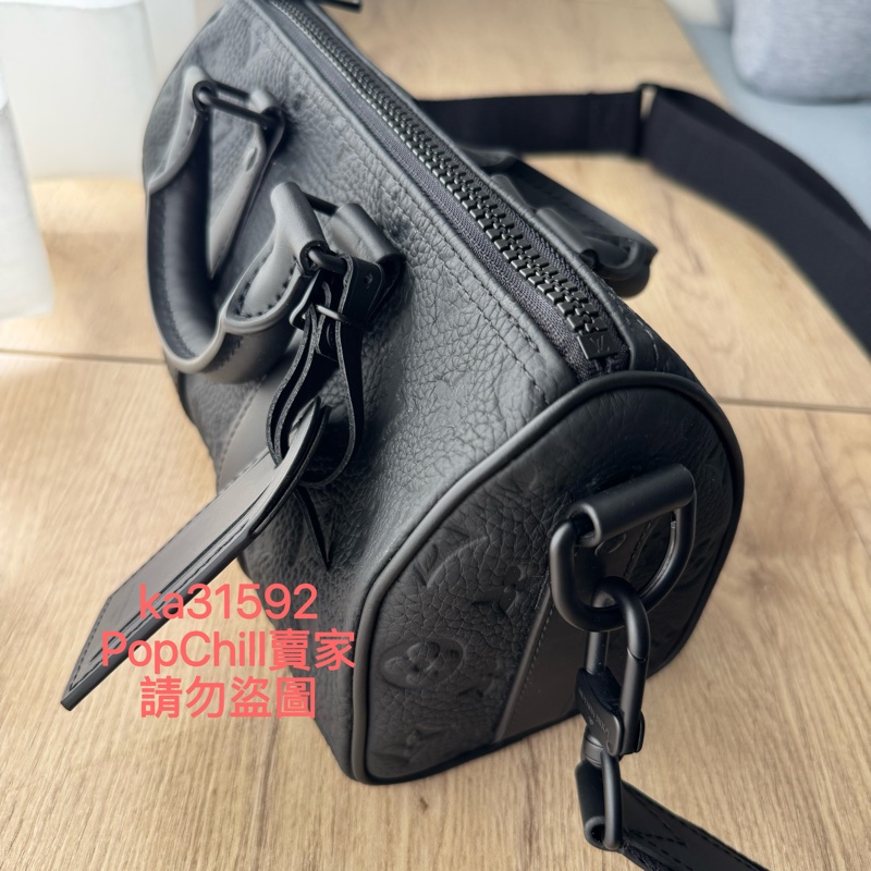 LV LOUIS VUITTON Keepall 25 (M20900) Monogram 皮革 壓紋 壓花 牛皮 黑色 黑壓紋 黑壓花-8