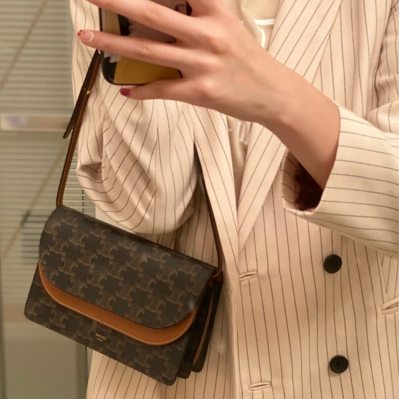 Celine - 原花凱旋門雙蓋woc斜背包-1