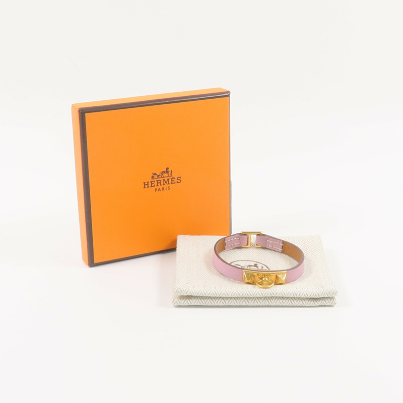 HERMES Swift皮革Mini Rivale Bracelet手帶Mauve Sylvestre-8