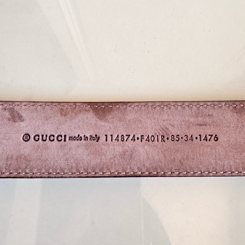 Gucci提花滾邊銀扣長85公分寬3公分-3