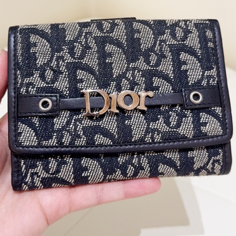 DIOR/迪奧 刺繡老花滿印牛仔短款錢包 尺寸約：13*2*9-0