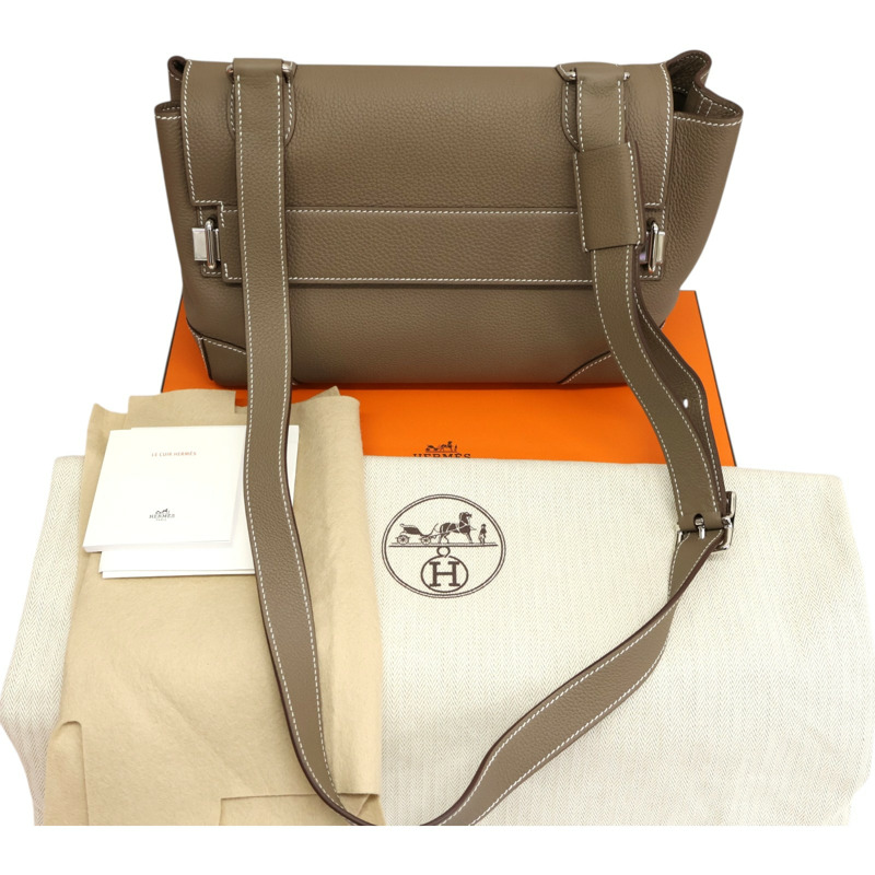 大象灰 Togo牛皮 Trotting 肩背包 K刻 銀扣【HERMES 愛馬仕】 H086046CK-9