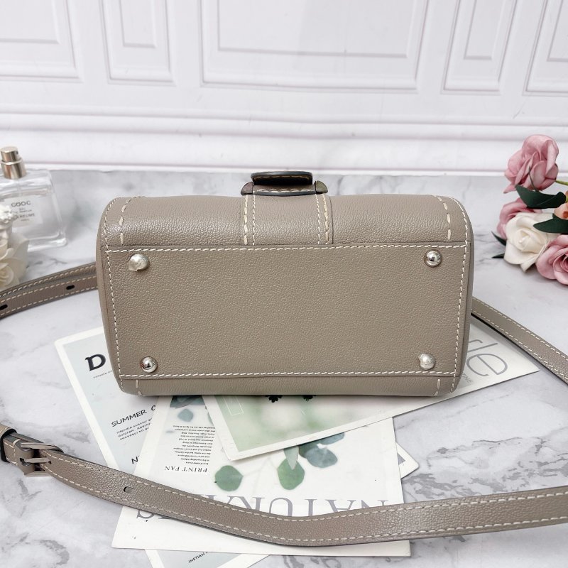 Delvaux BRILLIANT MINI大象灰 外縫線牛皮銀扣包 20*15*8cm 98新配件塵袋 鏡子-5