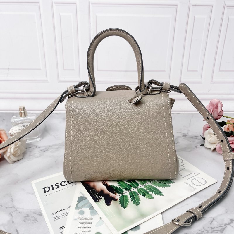 Delvaux BRILLIANT MINI大象灰 外縫線牛皮銀扣包 20*15*8cm 98新配件塵袋 鏡子-6