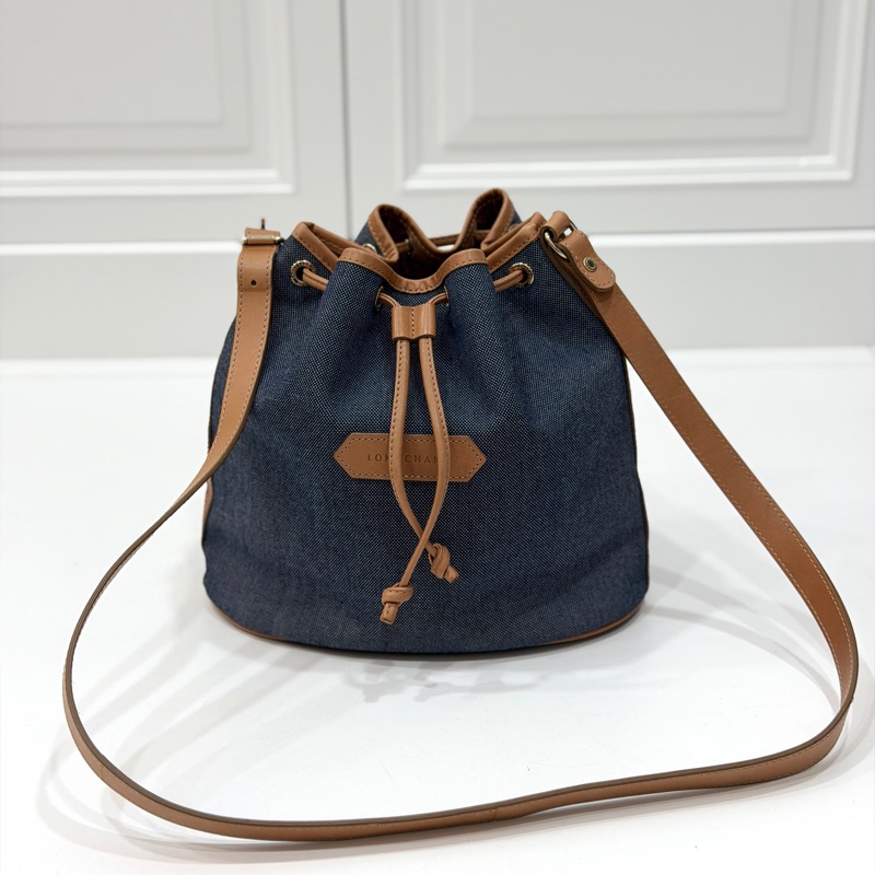 longchamp 丹寧 牛仔 水桶包 斜背包 側背包 肩背包-2