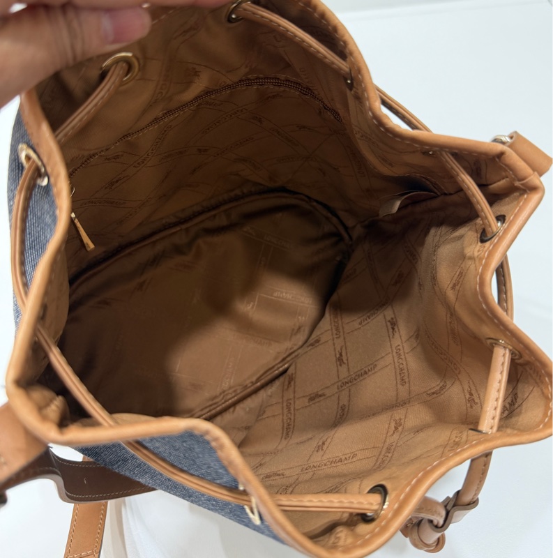longchamp 丹寧 牛仔 水桶包 斜背包 側背包 肩背包-10