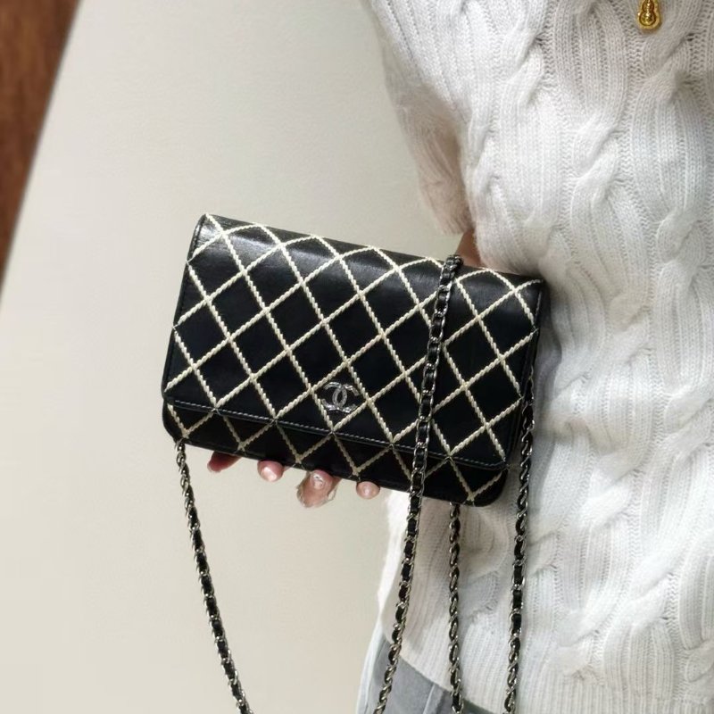 Chanel woc 鏈條包 菱紋外縫線 19*12cm 98新配件塵袋保卡-0