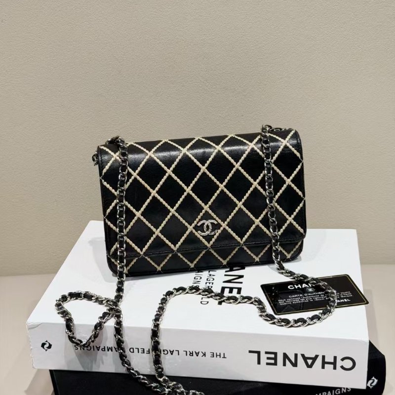 Chanel woc 鏈條包 菱紋外縫線 19*12cm 98新配件塵袋保卡-1